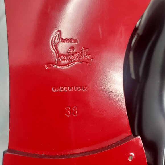 Christian Louboutin Womens Patent Black Leather Loafer - Picture 5 of 11